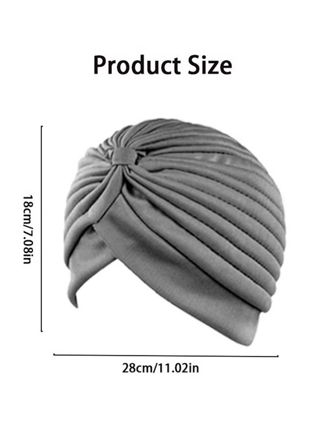 Ocean 3 Pieces Turbans for Women Soft Turban Head Wrap Pleated Beanie Cap - Image 4
