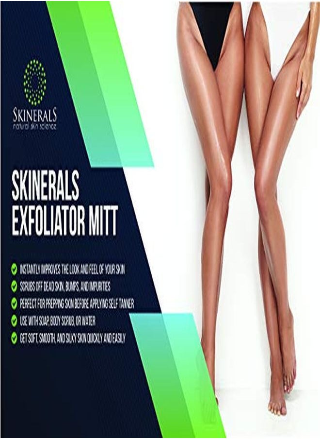 Skinerals - Premium Exfoliator Mitt Padded Microfiber Dead Skin Cell Remover Glove For Tanning Black - Image 1