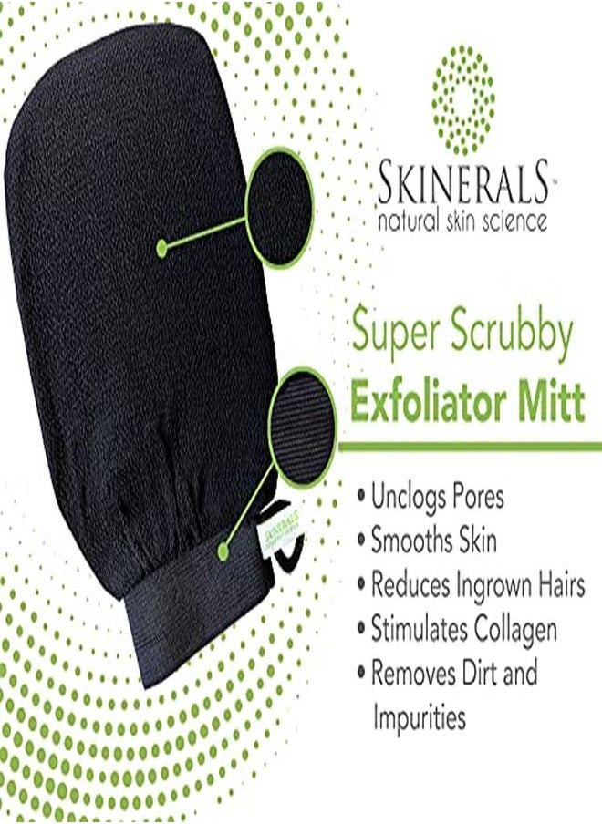 Skinerals - Premium Exfoliator Mitt Padded Microfiber Dead Skin Cell Remover Glove For Tanning Black - Image 1