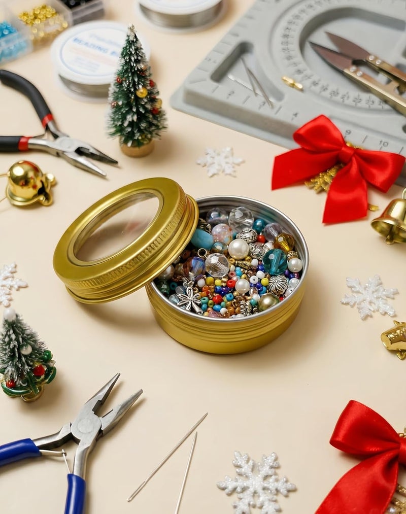 LJY 28Pcs Aluminum Tin Jar Refillable Containers Round Tin Container Bottle for DIY Projects,Gifts,Cosmetic,Cream,Diamond, Salves,Balms,Lip Balm,Spices (Gold Clear Lids, 28 Pcs 1oz) - Image 5