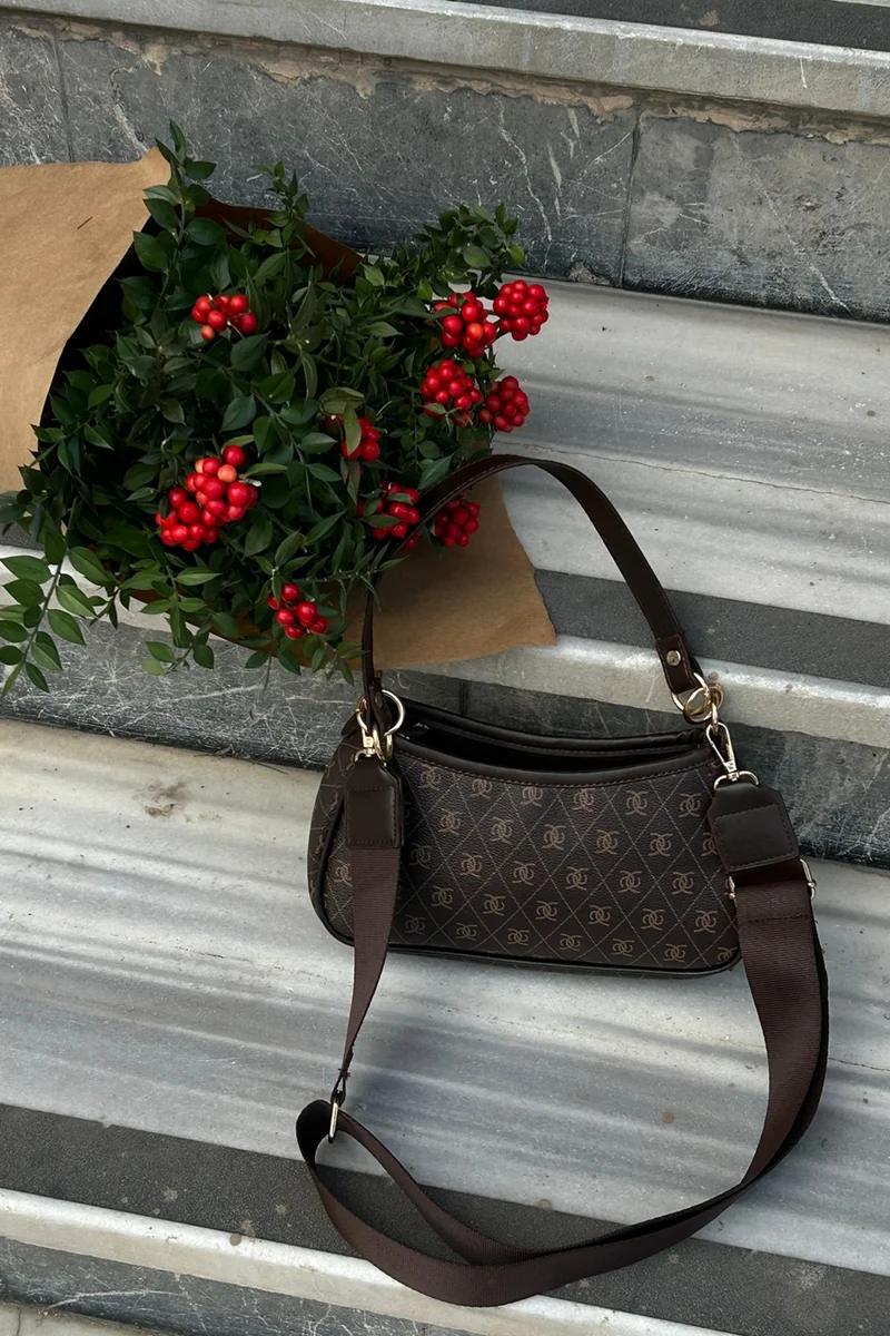 شولي باجس Farme Monogram Brown Baguette and Crossbody Bag