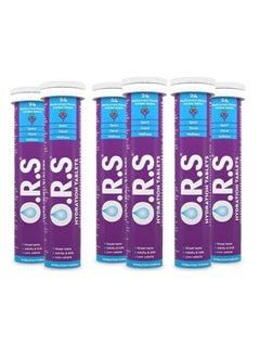 O.R.S Ors Hydration Tablets  With Electrolytes, Vegan, Gluten And Lactose Free Formula - Black Currant Flavour 24 Count Pack of 6 