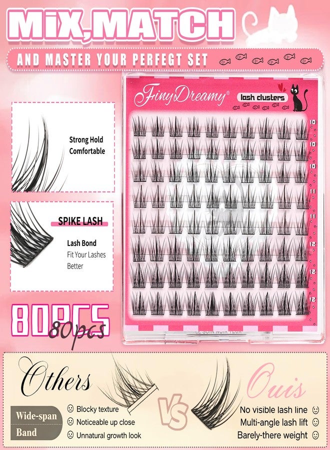 FinyDreamy Natural Manga Lash Clusters with Spikes Fairy Short Cluster Eyelash Extensions Anime Individual Lashes C Curl Wispy Eyelash Clusters Short False Eyelashes Extensions (Manga,10-12mm) - Image 3