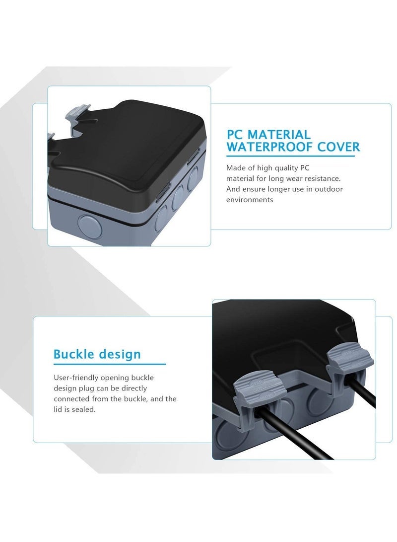 Outdoor Sockets Waterproof Double Socket, Wall Electrical Outlets, IP66 Switched Socket Covers, 13A Outdoor Wall Weatherproof Plug Socket Box (Double Socket) - Image 3