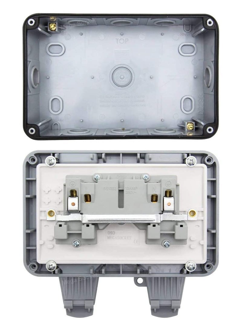 Outdoor Sockets Waterproof Double Socket, Wall Electrical Outlets, IP66 Switched Socket Covers, 13A Outdoor Wall Weatherproof Plug Socket Box (Double Socket) - Image 4