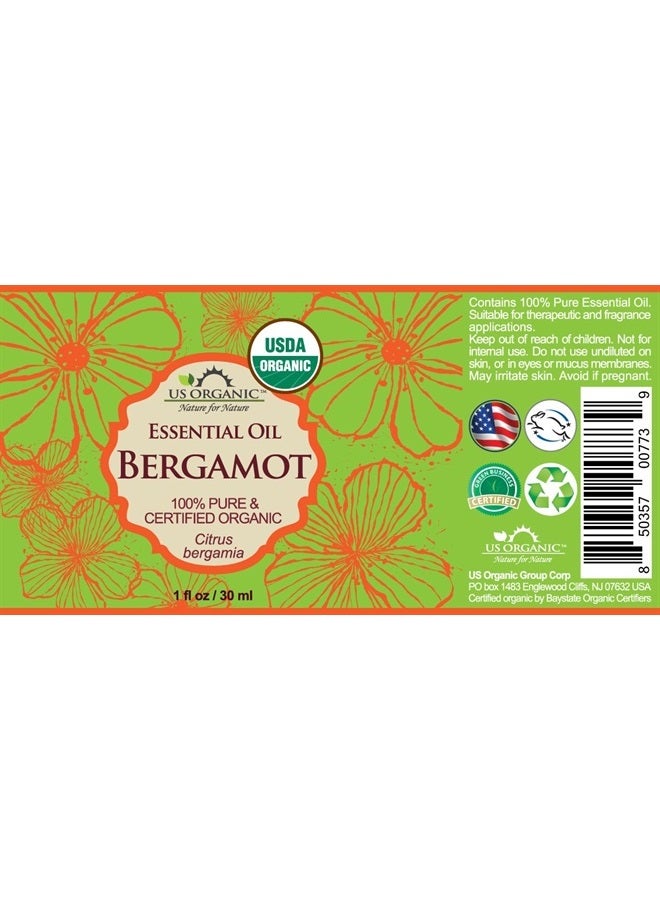 US Organic زيت البرغموت الأساسي النقي 100%، معتمد من وزارة الزراعة الأمريكية، معصور على البارد، مع قطارات يورو (تتوفر أحجام إضافية) (30 مل / 1 أونصة سائلة) - Image 2