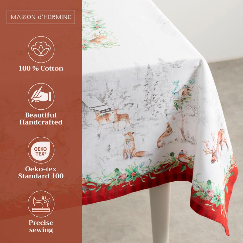 ميزون دي هيرمين Maison d'Hermine Table Cloth Rectangle Table 100 ٪ مفصل مائدة قطنية لقطن الطعام لحفلات فندق Farmhouse Farmhouse Home - هدايا لعيد الأم (تقليد عيد الميلاد 70 "" X 108 "") - Image 1