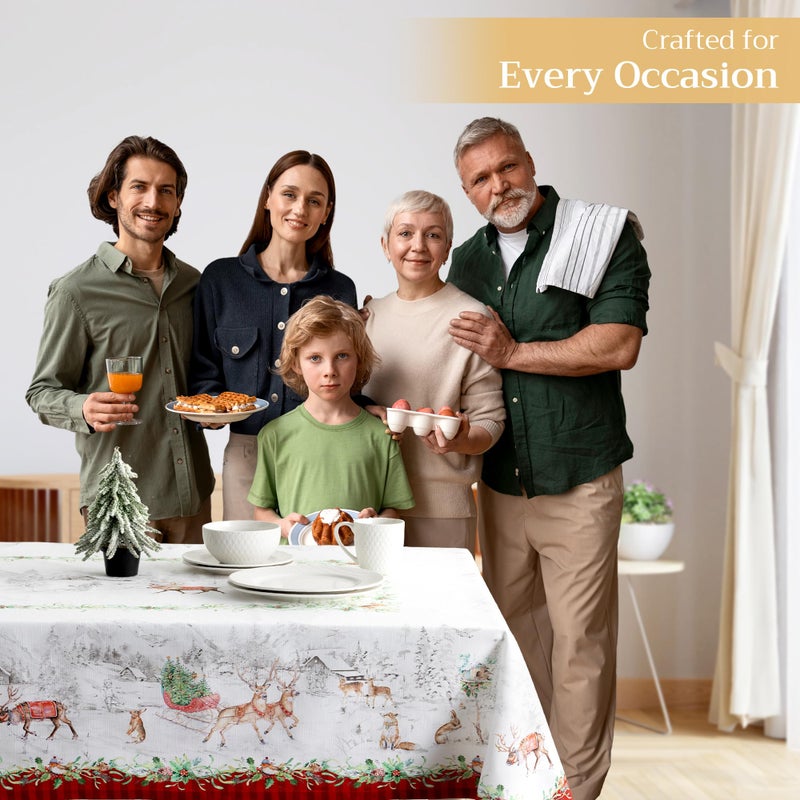 ميزون دي هيرمين Maison d'Hermine Table Cloth Rectangle Table 100 ٪ مفصل مائدة قطنية لقطن الطعام لحفلات فندق Farmhouse Farmhouse Home - هدايا لعيد الأم (تقليد عيد الميلاد 70 "" X 108 "") - Image 4