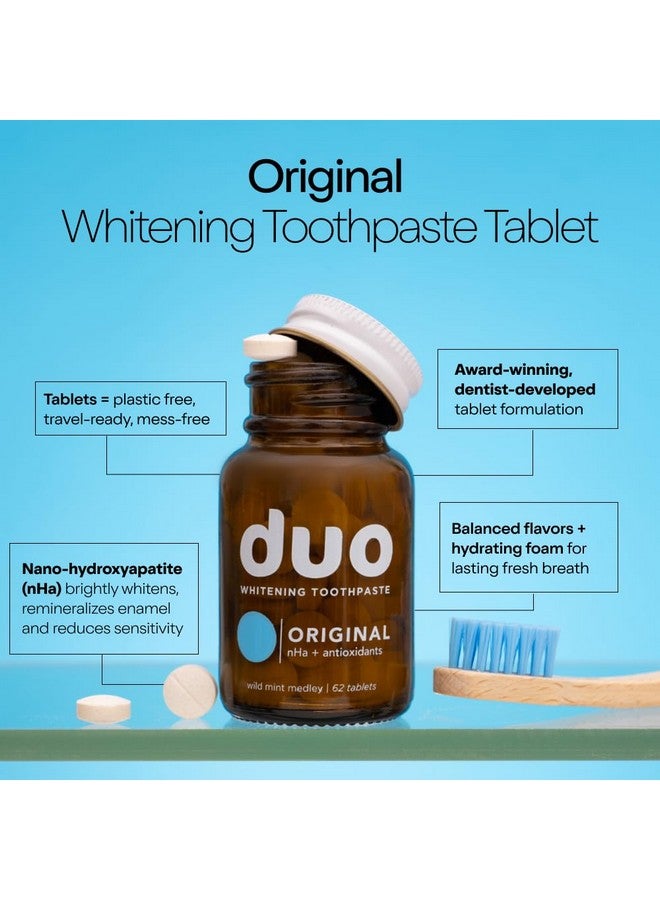 Duo Toothpaste Tablets | Nano-Hydroxyapatite (nHa) Natural Whitening, Remineralize, Reduce Sensitivity | Sustainable & Plastic Free | Dentist Created | Wild Mint Medley - 1 Bottle / 62 Tablets - Image 2