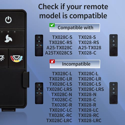 FEKOTS TX028C-S Ceiling Fan Remote Control for Hampton Bay - 3 Speed, Light Dimmer Compatible with TX028C-S, A25-TX028C, A25TX028CS - Image 3
