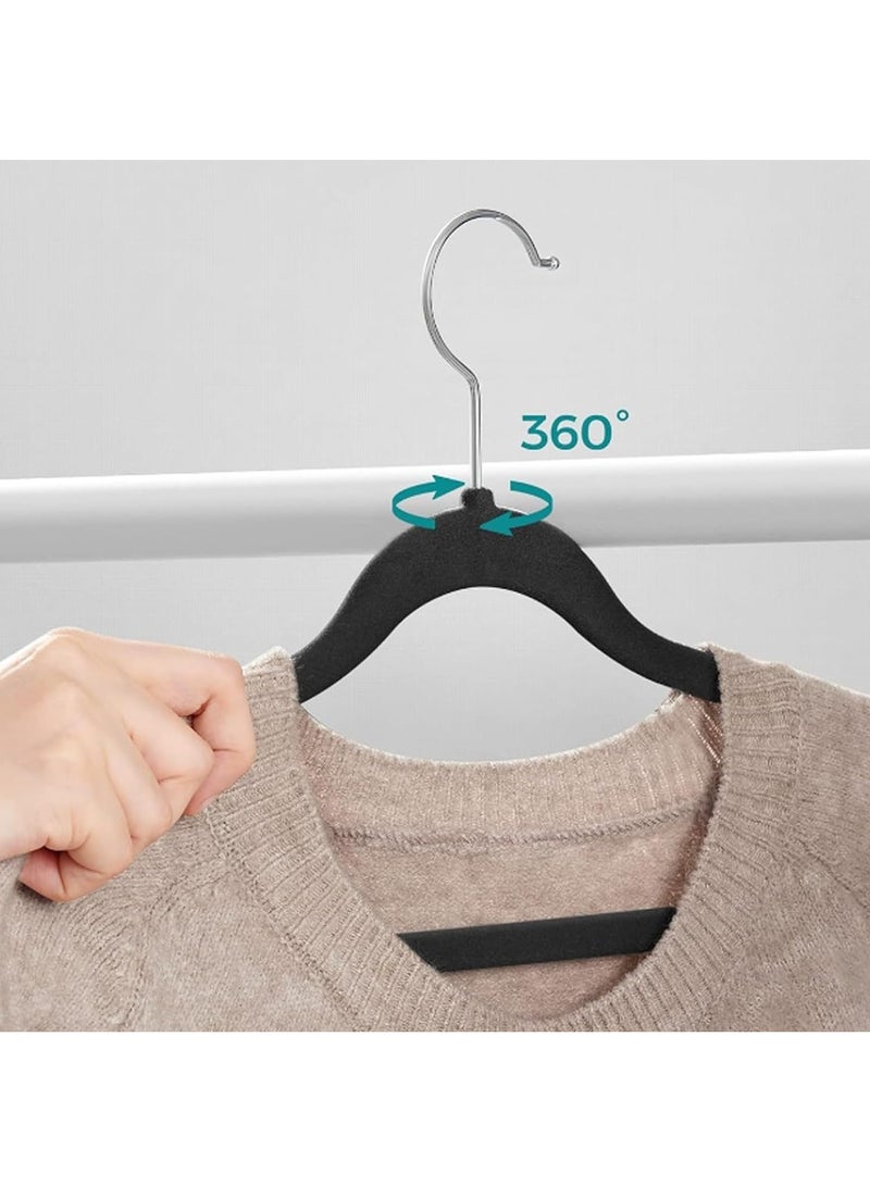30 قطعة علاّقة ملابس أطفال غير قابلة للانزلاق، خطاف دوار 360 درجة، رف تجفيف الملابس (شماعة توافد سوداء) - Image 3