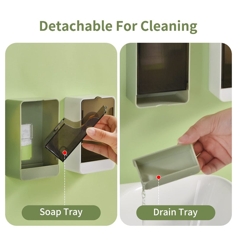 GREATIN Soap Holder Dish Shower, 2 Pack Bar Soap Holder with Drainage, Self Draining Soap Holder, Wall Mounted Soap Box Tray Container for Bathroom, Bathtub Kitchen Sink, No Drilling, 4 Adhesive Include - Image 4