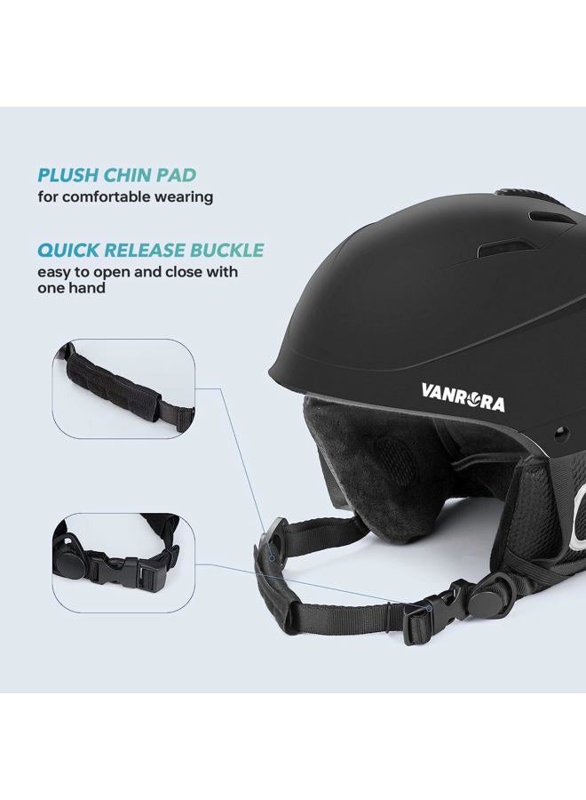 VANRORA Ski Helmet and Goggles Set, Black M/Red Lens - Image 3