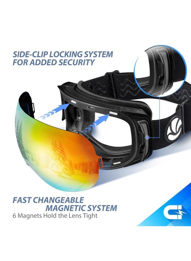 VANRORA Ski Helmet and Goggles Set, Black M/Red Lens - Image 5
