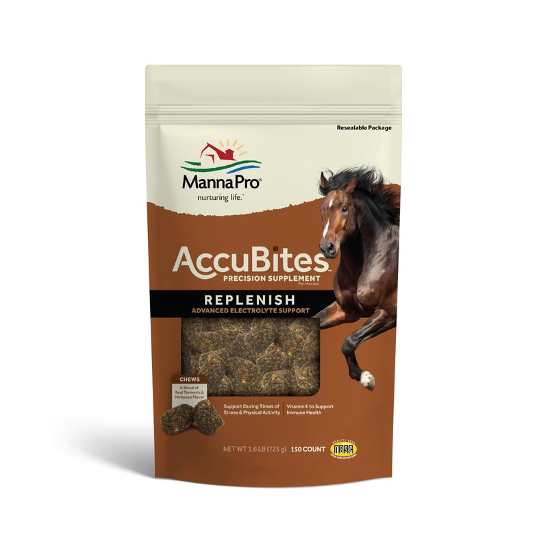 Manna Pro AccuBites Replenish Equine Supplement - Hydration & Immune Support Supplement for Horses - Contains Vitamin E & Turmeric - Turmeric & Molasses Flavored - 1.6 lbs - Image 1