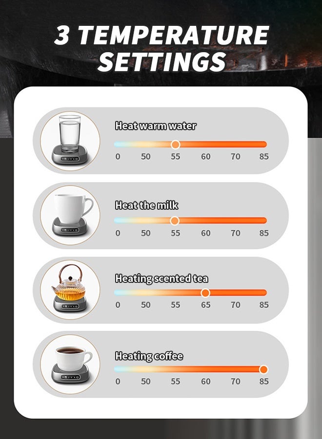 سخان أكواب ذكي، سخان أكواب قهوة محمول، سخان أكواب ترموستاتي للمكتب، 3 مستويات حرارة، زر لمس، قاعدة مانعة للانزلاق - Image 5
