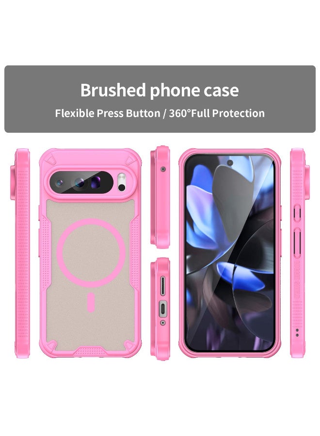 Cover For Pixel 9 Pro XL Armor Glaze MagSafe Magnetic Phone Case Raised edges around the screen and camera lens help prevent scratches - Pink - Image 2