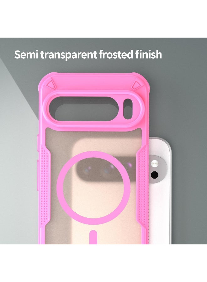 Cover For Pixel 9 Pro XL Armor Glaze MagSafe Magnetic Phone Case Raised edges around the screen and camera lens help prevent scratches - Pink - Image 4