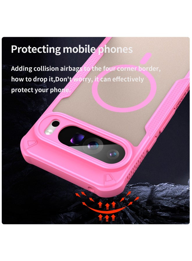 Cover For Pixel 9 Pro XL Armor Glaze MagSafe Magnetic Phone Case Raised edges around the screen and camera lens help prevent scratches - Pink - Image 3