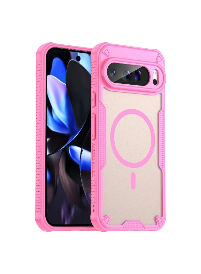 Cover For Pixel 9 Pro XL Armor Glaze MagSafe Magnetic Phone Case Raised edges around the screen and camera lens help prevent scratches - Pink - Image 1