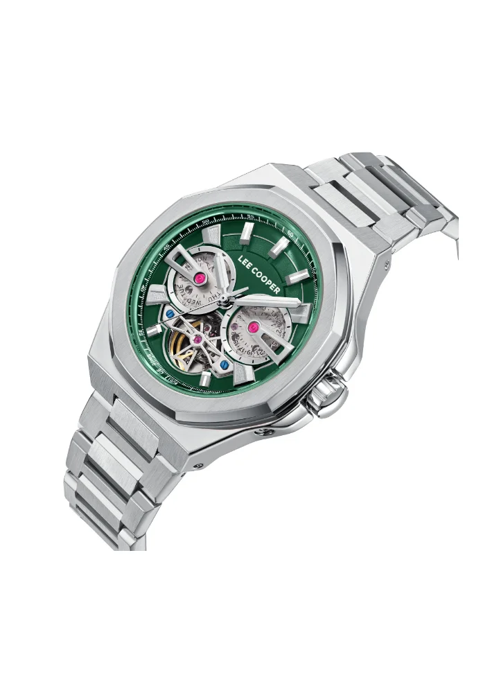 Lee Cooper Men's Automatic Display Watch With Silver Metal Strap - LC08124.370