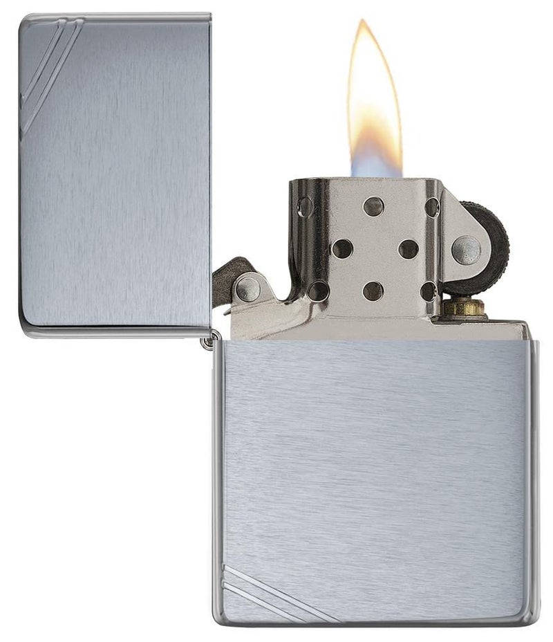 Zippo زيبو كروم مصقول عتيق مع تصميم شرائط جيب ولاعة مقاومة للرياح أنيقة بجسم معدني فاخر صديقة للبيئة فريدة من نوعها ملائمة للسفر - Image 3