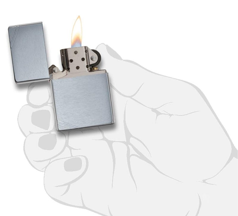 Zippo زيبو كروم مصقول عتيق مع تصميم شرائط جيب ولاعة مقاومة للرياح أنيقة بجسم معدني فاخر صديقة للبيئة فريدة من نوعها ملائمة للسفر - Image 4
