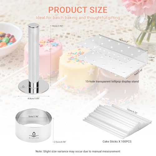 Hilsita Cake Pop Mold Kit 2 Inch Cake Pop Cutter And Pusher with Cake Pop Holder Stand Sticks Stainless Steel Baking Molds for Home Baking Birthday Parties Wedding Desserts - Image 3