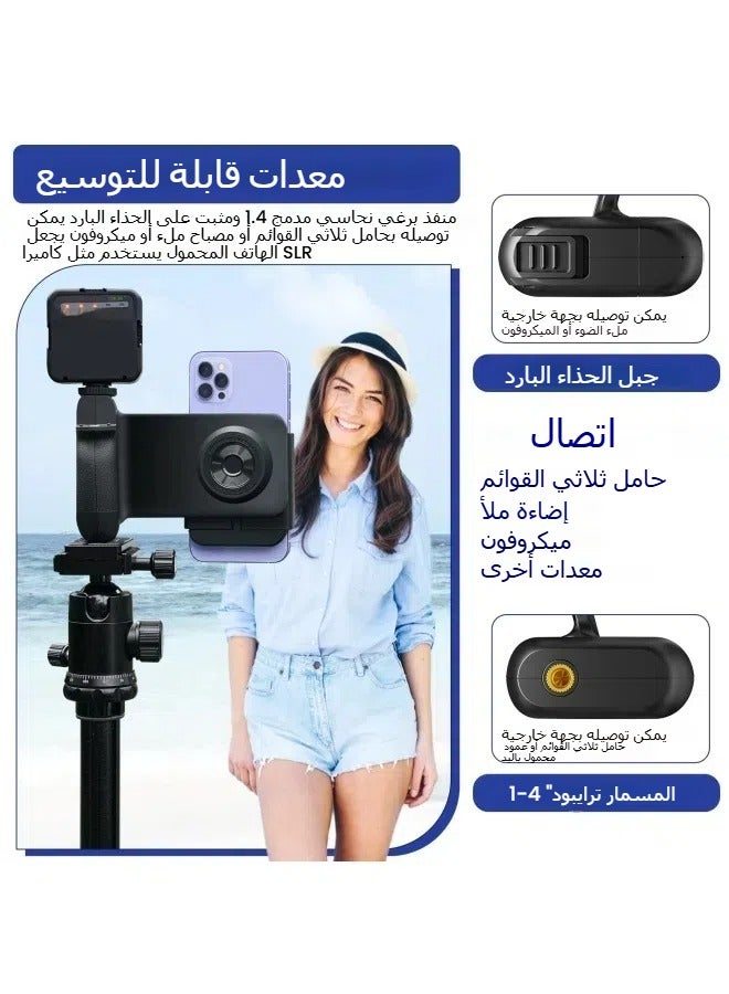 General Mobile phone camera handle Bluetooth remote control camera aid 90° rotating clip cold shoe mouth desktop stand  - Image 4