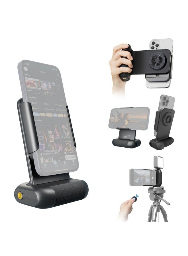 General Mobile phone camera handle Bluetooth remote control camera aid 90° rotating clip cold shoe mouth desktop stand  - Image 2