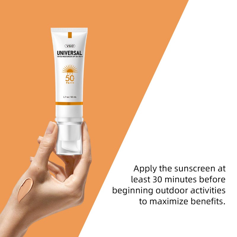 VGO Tinted Sunscreen for Face SPF 50, Hydrating Sun Essence Leaves No Sticky Feeling Travel Size Sunscreen Against UVA and UVB Rays 50ml / 1.7oz - Image 4
