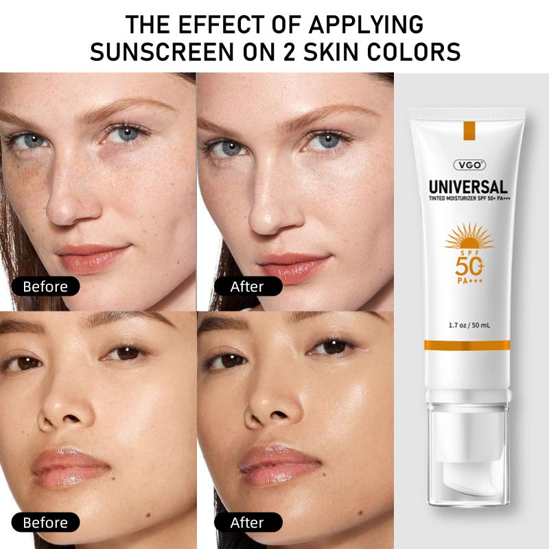 VGO Tinted Sunscreen for Face SPF 50, Hydrating Sun Essence Leaves No Sticky Feeling Travel Size Sunscreen Against UVA and UVB Rays 50ml / 1.7oz - Image 3