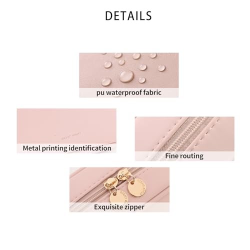 RIGHT AWAY Small Makeup Bag for Purse,Travel Cosmetic Bag Organizer for Women,Cute Make Up Pouch Waterproof Toiletry Bag with Zipper,Portable Makeup Case Skincare Bag for Travel Accessories(Pink) - Image 5