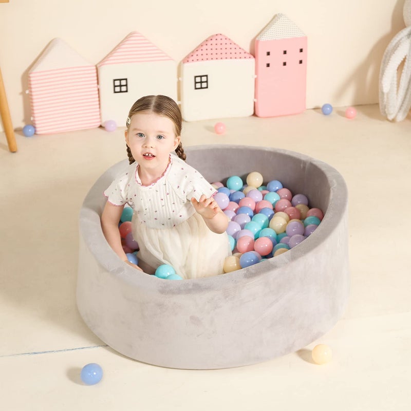 TRENDBOX Foam Ball Pit for Toddlers, 35x11 inch Soft Baby Ball Pit with Washable Velvet Cover (Balls not Included)-White - Image 4