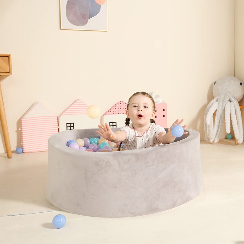 TRENDBOX Foam Ball Pit for Toddlers, 35x11 inch Soft Baby Ball Pit with Washable Velvet Cover (Balls not Included)-White - Image 2