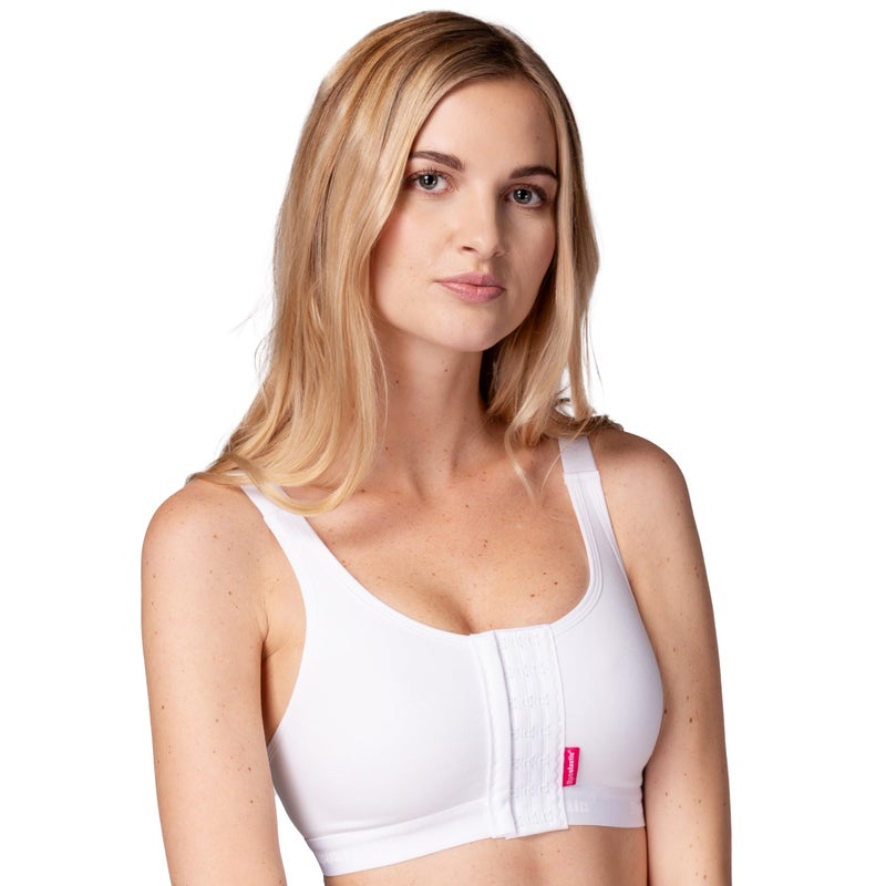 LIPOELASTIC PI Active - Mastectomy Bra, Sports Bra, Post-Surgery Bra, Compression Bra for Women Post-Surgery Front Closure White - Image 1
