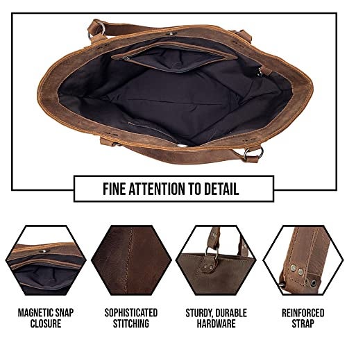Hide & Drink, Formal Tote Bag, Female Bag, Travel and Shopping Accessory, Handbag for Women, Full Grain Leather, Handmade, Bourbon Brown - Image 5