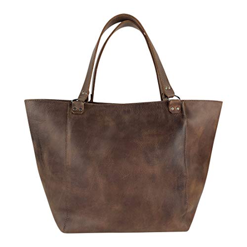 Hide & Drink, Formal Tote Bag, Female Bag, Travel and Shopping Accessory, Handbag for Women, Full Grain Leather, Handmade, Bourbon Brown - Image 1