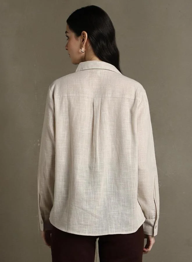 دينيس لينغو Textured Oversized Casual Shirt by Styli