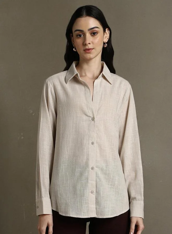 دينيس لينغو Textured Oversized Casual Shirt by Styli