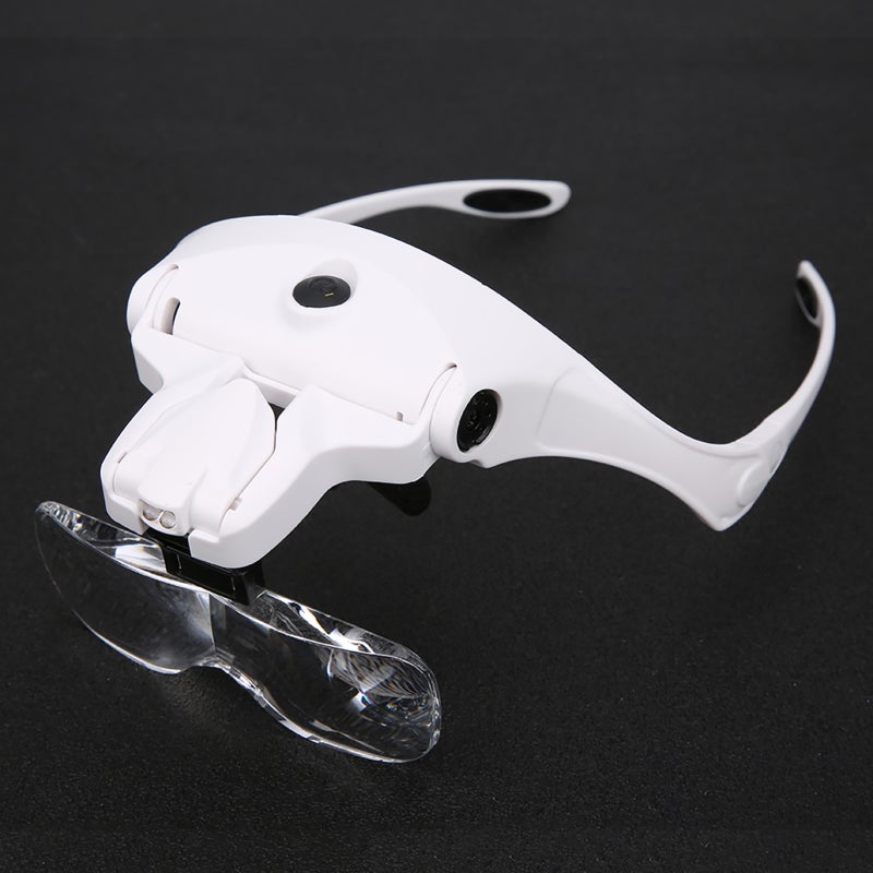 Headband Magnifier: Ultra-Lightweight Scratch-Resistant Binoculars - 5 Interchangeable Lens Boards 2 Bright LED Lights for Low Vision Reading Dentistry Surgery Research Sewing - Image 3