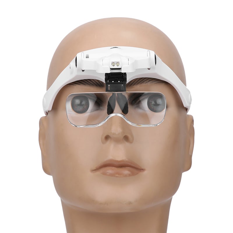 Headband Magnifier: Ultra-Lightweight Scratch-Resistant Binoculars - 5 Interchangeable Lens Boards 2 Bright LED Lights for Low Vision Reading Dentistry Surgery Research Sewing - Image 2