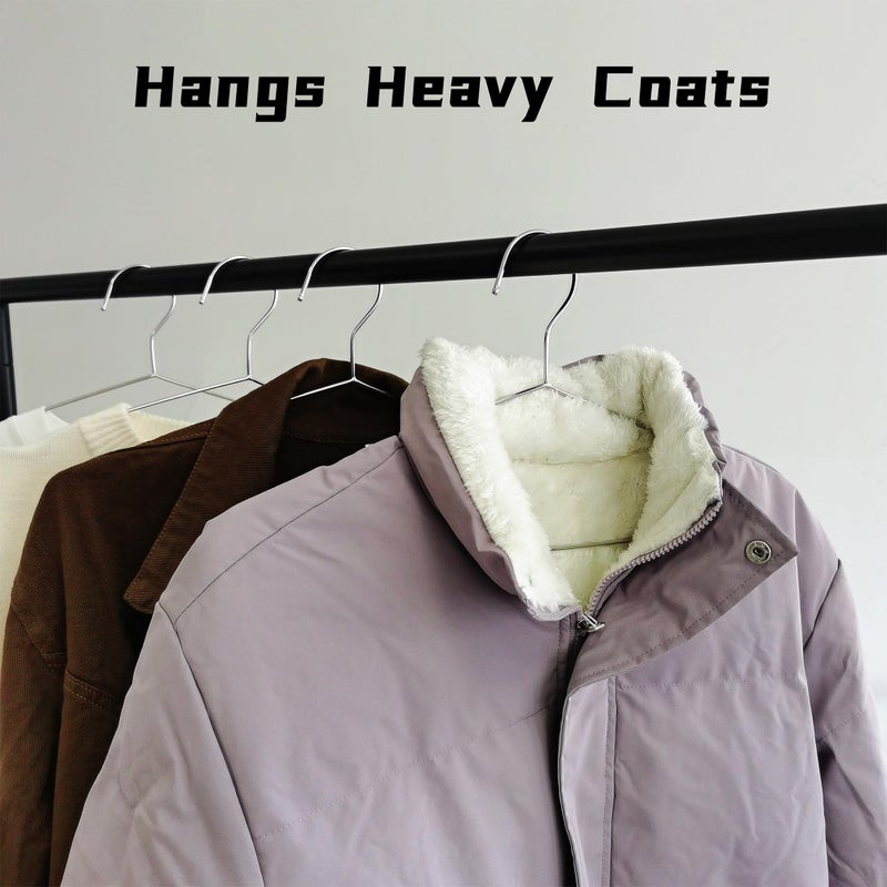 BGRQRIQ Wire Hangers 30 Pack, Heavy Duty, Space Saving, Stainless Steel, Silver, 16.5inches Closet Hangers for Hanging Coats, Suits, Jackets, Shirts,T-Shirt - Image 3