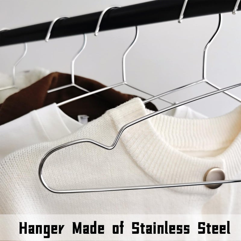 BGRQRIQ Wire Hangers 30 Pack, Heavy Duty, Space Saving, Stainless Steel, Silver, 16.5inches Closet Hangers for Hanging Coats, Suits, Jackets, Shirts,T-Shirt - Image 2