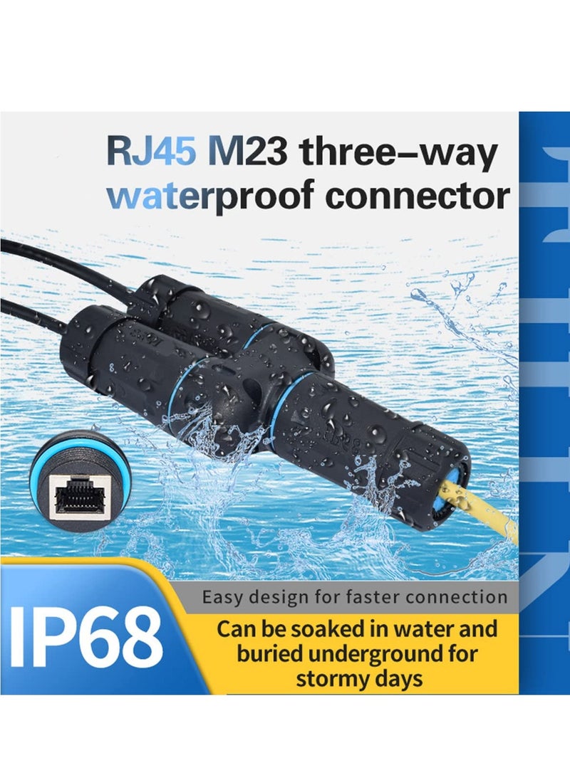 Excefore - Waterproof RJ45 Coupler Splitter, IP68 Waterproof Ethernet Coupler, 1 in 2 Out Splitter IP68 Ethernet Outdoor LAN Cable Connector for Cat5/Cat5e/Cat6/Cat7/Cat8 Ethernet Cable (1 Pair Female) - Image 1