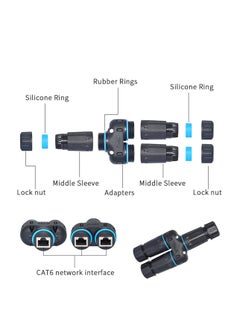 Excefore Waterproof RJ45 Coupler Splitter, IP68 Waterproof Ethernet Coupler, 1 in 2 Out Splitter IP68 Ethernet Outdoor LAN Cable Connector for Cat5/Cat5e/Cat6/Cat7/Cat8 Ethernet Cable (1 Pair Female)  - Image 4