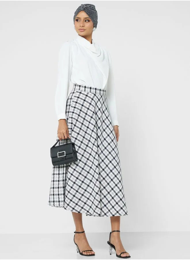 Refka by modanisa High Waist Printed Skirt