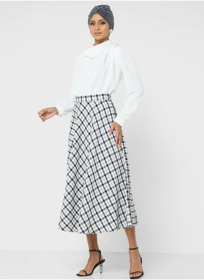 Refka by modanisa High Waist Printed Skirt