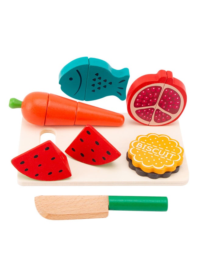 Wooden Young Children's Early Education Play House Toys Fruit Cut To Watch Vegetables Cut To Play House Kitchen Boys And Girls-Color:Color Box Cut To See Paragraph B  - Image 1