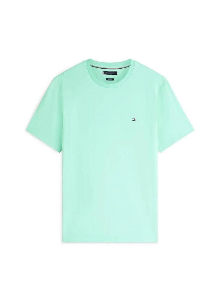 Tommy Hilfiger Arctic Aqua Flag Embroidery Crew Neck T-Shirt for Men | Best Price UAE